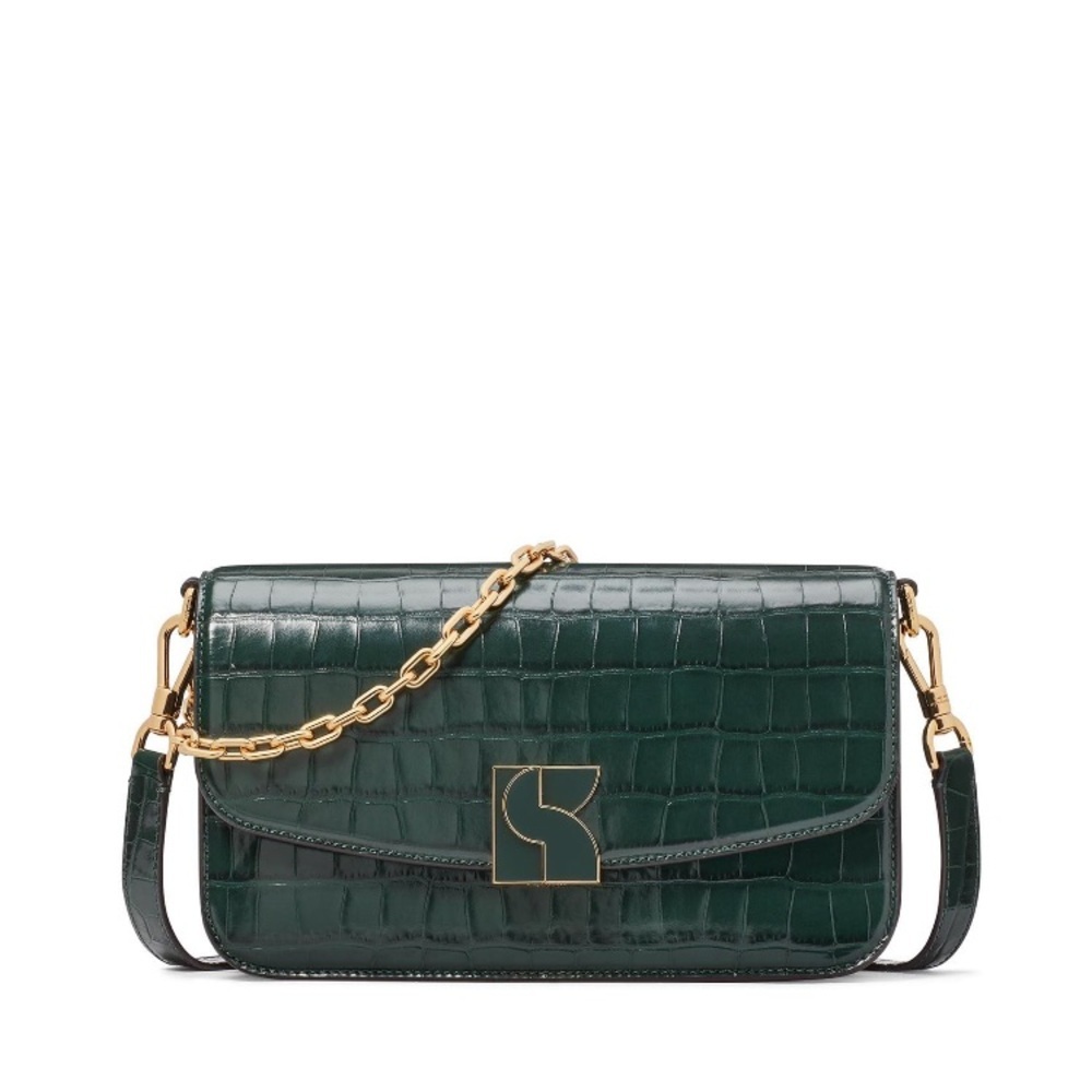 NWT Kate Spade Dakota Croc Embossed Leather Medium Convertible Shoulder Bag - Picture 2 of 6